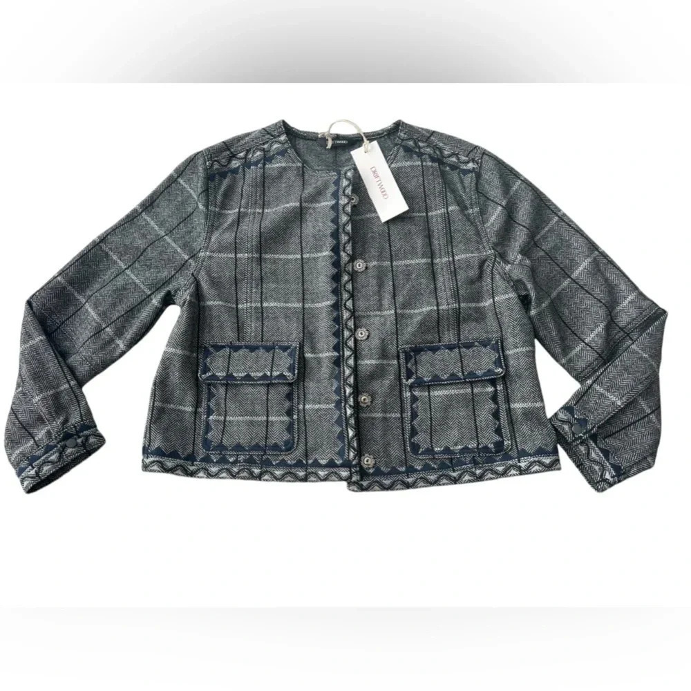 NWT Driftwood Herringbone Black and White Blazer